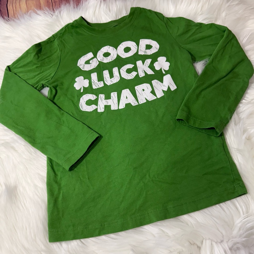 Carter's Youth Boy Size 6 Green 'Good Luck Charm' Long Sleeve Shirt
